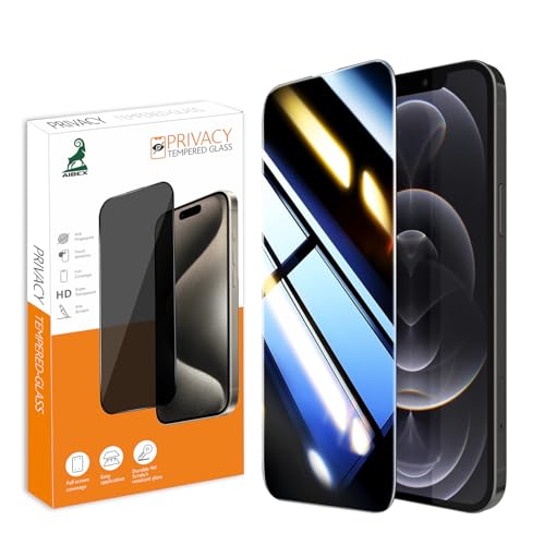Image of AIBEX Privacy Tempered Glass Screen Protector Compatible for iPhone 12 Pro Max (6.7 Inches) with Edge to Edge Coverage and Easy Installation kit