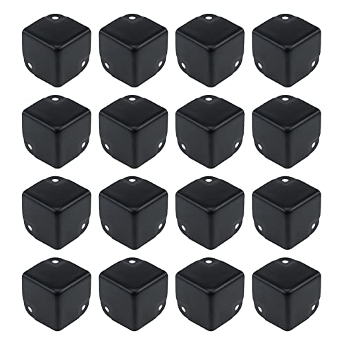 Image of Antrader 16Pcs Black Metal Corner Protectors,1.38 inch Box Edge Guard Protector | 35x35x35mm Metal Cabinets Speaker Corner Protectors /Box Corner Brackets