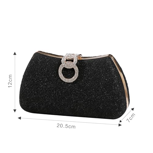 Image of Dreubea Women's Fashion Evening Bag Rhinestone Decrated Clutch Handbag with Chain