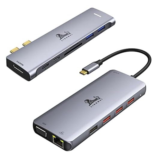 LIONWEI 7 in 1 USB C Adapter for MacBook Pro Air 2021-2016, 11 in 1 USB C Docking Station Dual Monitor Adapter