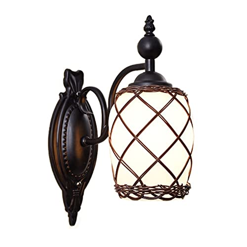 Lampe murale Cage Noir en fer et verre E27 pour salon et couloir