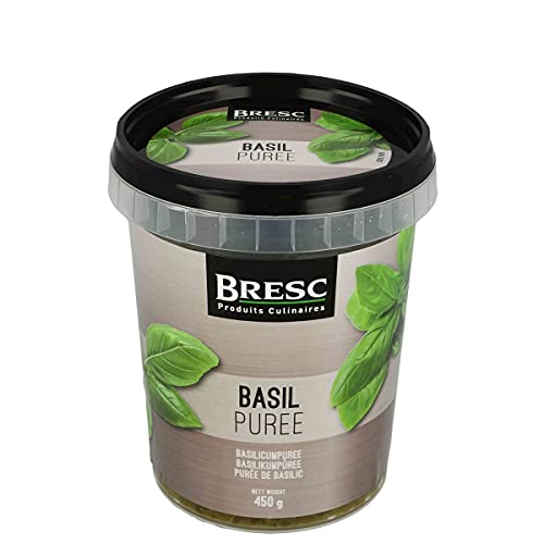 Bresc Basilikum-Püree - 1x 450g - vegane Gewürz-Paste aus frischem italienischem Basilikum verarbeitet mit ausgewähltem Sonnenblumenöl, zum Würzen und Verfeinern von Gerichten Cover