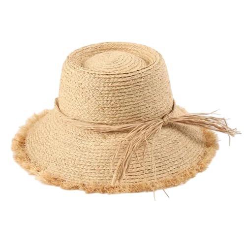Chapeau de paille femme fait main protection solaire grand bord été