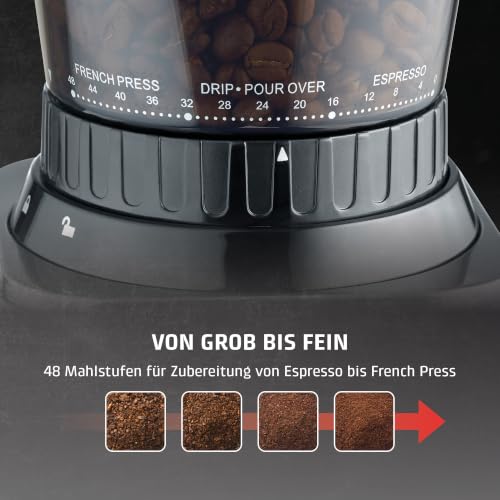 CASO BaristaChef Inox Electric Coffee Grinder, Test Rat...