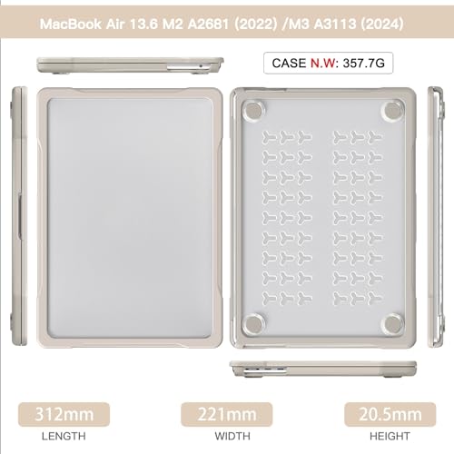 Carcasa trasera transparente resistente MacBook Air 13.6 funda protectora TPU M3 3