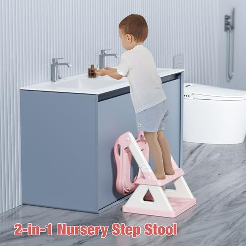 Soul Chat 2 Potty Training Toilet Seat With Step Stool Ladder, Upgrade Triangular Stabilized Base 2-In-1 Toddler Toilet Seat With Splash Guard thumb #4