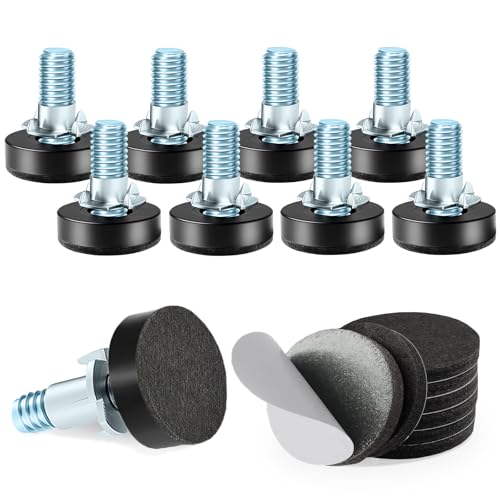 WAFJAMF - 4 Set 1/4" Thread Furniture Feet Levelers, Adjustable Table Leg Screws, Height Adjuster Leveler with T-Nut for Tables,Cabinets,Chairs (1/4''-with T-Nut-8 PCS)