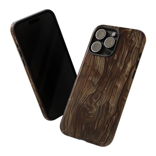 Coque rigide iPhone 15 Pro Max motif bois marron foncé