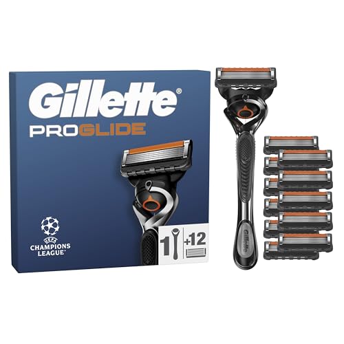 Gillette Rasoir Pour Hommes Proglide Edition Spéciale, 1 Manche Réutilisable Et 12 Recharges A 5 Lames, AUTHENTIQUES, Cartouches Avec Nouvelle Lubrification...