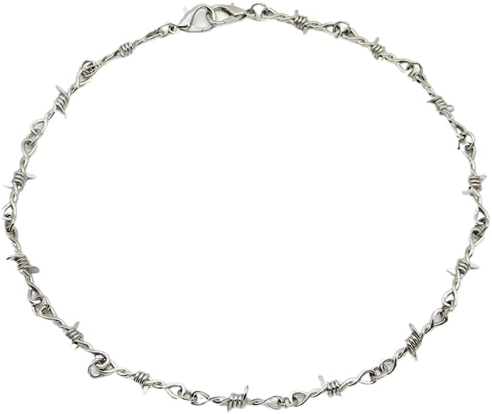 925 Sterling Silver Heart Barbed Wire Necklace Bracelet For Men and Women - Barbwire Little Thorns Chain Choker Jewelry Gifts Barb Wine Necklace Hiphop Punk Little Thorns Chain Choker Bracelet