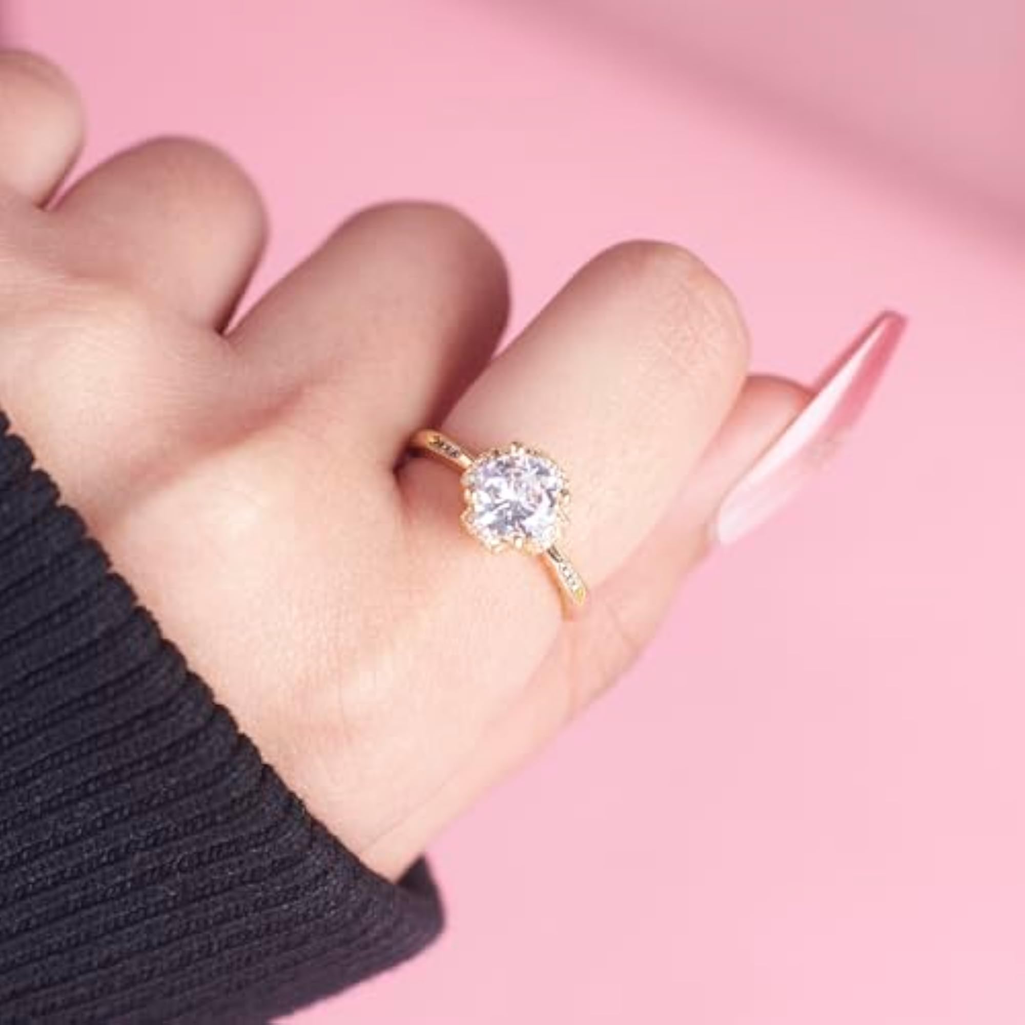 Women's Classic Golden Adjustable Promise Ring, Minimalist Design