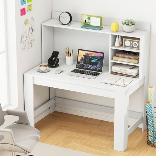 Tangkula Computer Desk with Hutch & Charging Station,...