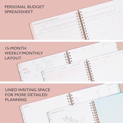 Blue Sky 2024-2025 Academic Year Weekly and Monthly Planner, 8.5\" x 11\", Hard Cover, Wirebound, Rainbow Ink (150657)