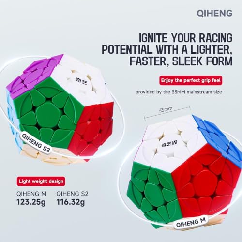 XMDCuber QY Toys QiHeng V2 M Megaminx 3x3 Magnetic Dodecahedron Speed Cube, Pentagonal Magic Cube Dodecahedron Magnetic