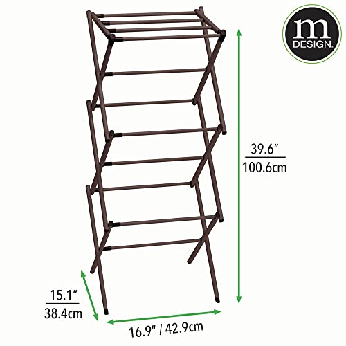 Mdesign Tall Vertical Foldable Laundry Drying Rack - Compact, Portable And Collapsible For Storage - Large Capacity, Expands To 29.5 Inches, Bronze #TOP5