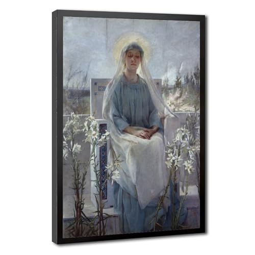 Impression sur toile Meditation of The Holy Virgin décoration murale bureau cadre bois