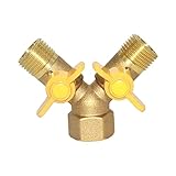 Joywayus 3 Way Split Brass Shut Off Ball Valve Fitting G 1/2' Male x Male x 1/2' Female Thread Y Shaped Type Union Intersection with 2 Switch