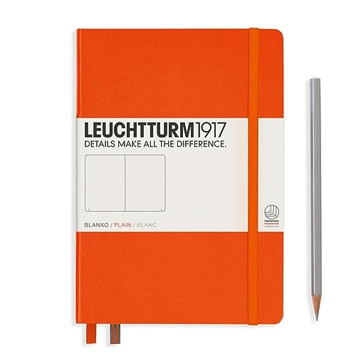 LEUCHTTURM1917 - Notebook Hardcover Medium A5-251 Numbered Pages for Writing and Journaling (Orange, Plain)