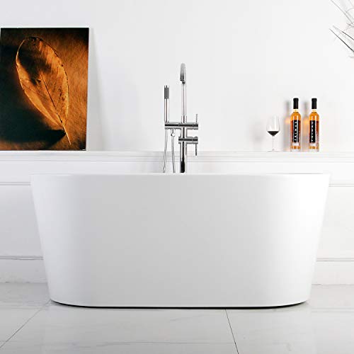 FerdY 55" Freestanding Bathtub Small Classic Oval Shape Acrylic Soaking Bathtub, F02522 Modern