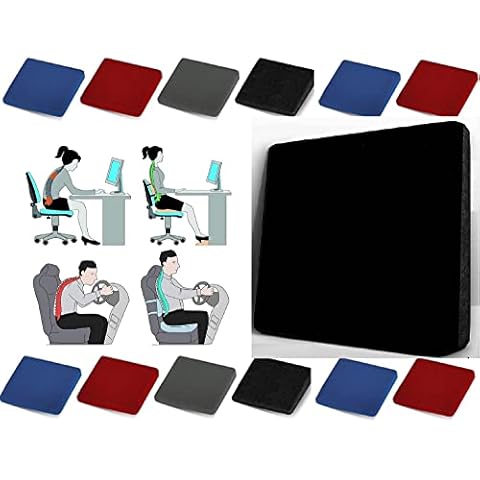 Soodie&Zuzu's 11 Degree Seat Wedge, High Density Foam Seat Cushion, Wedge Cushion for Cars, Chairs for Back Pain, Lumbar Support, Sciatica Relief, Improved Posture, 36 x 36 x 10 cm (Black) Cover