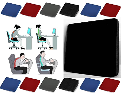 Soodie&Zuzu's 11 Degree Seat Wedge, High Density Foam Seat Cushion, Wedge Cushion for Cars, Chairs for Back Pain, Lumbar Support, Sciatica Relief, Improved Posture, 36 x 36 x 10 cm (Black)