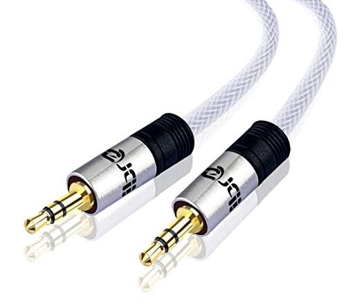 IBRA® Cable de Audio estéreo | Conector Macho de 3,5 mm a Conector Macho de 3,5 mm | Plata | 1m