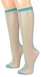 Fibrotex Stylische Damen Netzkniestrümpfe - Netzstrümpfe in vielen tollen Farben - 30 DEN, Farben alle:24 türkis, Größe:One Size