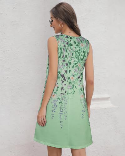 Image of Summer Dresses for Women 2026 Casual Sleeveless Sundress Floral Loose Fit Beach Cover Up with Pocket