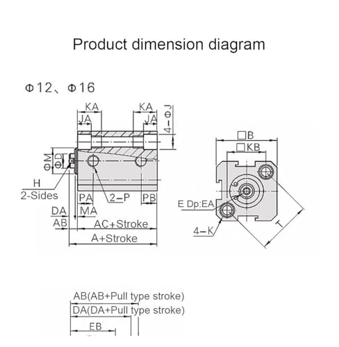 Cylindre pneumatique compact fin alésage 12mm course 25mm - 6