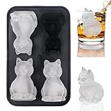 2026 New 3d Ice Cube Mold: Bulldog Whiskey Ice Cube Mold Tray Set Molds Small For Freezer Mini Cat Shaped Silicone Tiny Block Shaved Plunge Cooler Cute Cocktails With Lid Fancy (cat)