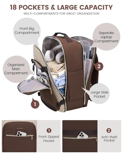 Image of LOVEVOOK 40L Travel Backpack for Women & Men, Airline Approved Carry On Luggage with 3 Packing Cubes, TSA Overnight Bags, Waterproof Personal Item Bag, Weekender Essentials Backpacks fits 17 inch Laptop