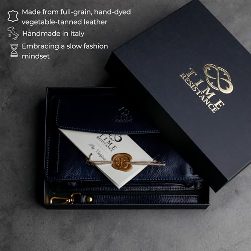 Time Resistance Leather Clutch for Men Organizer Wrist Bag Briefcase Handmade in Italy Gift Box Included4