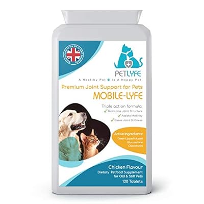 Petlyfe Hip Joint Support x120 Supplements for Stiff Old Dogs, Joint Aid for Dogs & Cats, Arthritic Pain Relief, Glucosamine, Chondroitin, Green Lipped Mussel, UK Manufactured