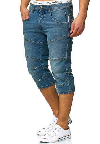Indicode Herren Fortune 3/4 Jeans Shorts aus 98% Baumwolle| Bermuda Denim Freizeithose für Männer Blue Wash, S