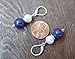Genuine pearl and lapis earrings, blue white stones, sterling silver, lever back wires, handmade earrings