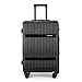 Fly Kite Luggage 24 Inch Medium Suitcase PC+ABS Hard Shell with Aluminium Trolley Handle Real TSA 3 Digit Secure Lock 360° Smooth Wheels Lightweight Suitcase Black