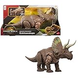 Mattel Jurassic World Rebirth Gigantic Thrashers Eotriceratops Dinosaur Figure Toy, Large Species, 2 Tail Activated Rampage Attacks, Digital Play