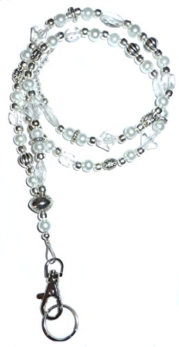 Hidden Hollow Beads Women's Pearl Lanyard Strong Beaded Made in USA ID Badge Card Holder Teacher Nurse Cruise Keys Keychain Phone Hidden Hollow Beads Women's Pearl Lanyard Strong Beaded Made in USA ID Badge Card Holder Teacher Nurse Cruise Keys Keychain Phone