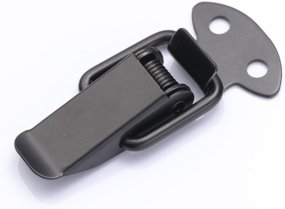 Steel Latch Clip, Heavy Duty Lock with Closure Crate Box Case Lid, Resistant Hinge Hardware, Black (4 Pack)(4PCS)