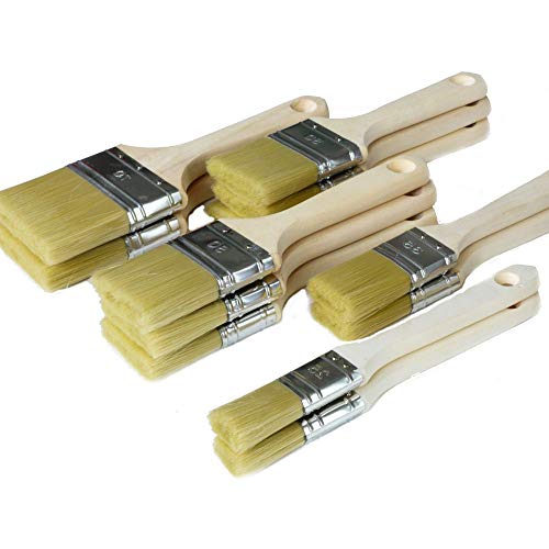 ROTIX Lackierpinsel-Set 12-teilig Flachpinsel für Lasur Acrylfarben und Wasserlacke 12 Stück Lasurpinsel Pinselset