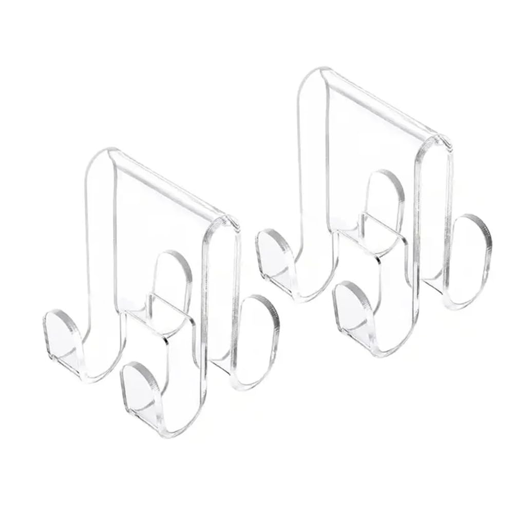 Littimoon 2Pcs Acrylic Glass Door Hanger Attachments Secure Towel and Clothing Hangings Hook