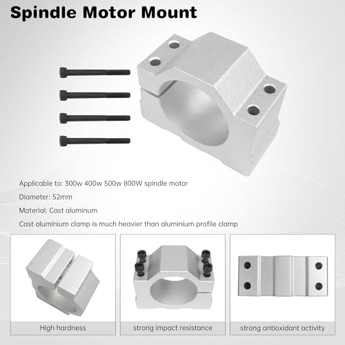 RATTMMOTOR 500W Spindle Motor CNC Air Cooled Spindle Motor ER11 12-100VDC 0.5NM 12000RPM + 52mm Spindle Motor Mount Clamp for CNC Router Milling Machine - Image 6