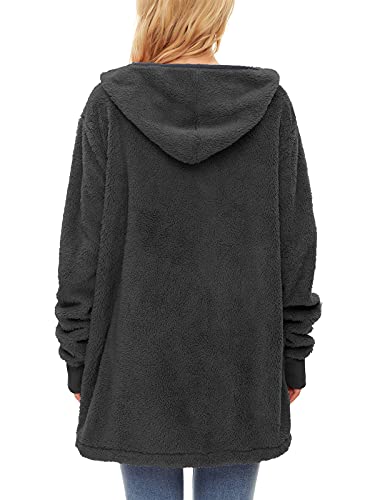 Image of Century Star Women Fleece Cardigan Hooded Loose Fuzzy Cardigan Coat Womens Fuzzy Jacket Outwear