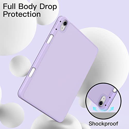 Jetech Case For Ipad Air 5/4 (2022/2020 5Th/4Th Generation 10.9-Inch) With Pencil Holder, Support 2Nd Pencil Charging, Slim Tablet Cover With Soft Tpu Back, Auto Wake/Sleep (Purple) #TOP3