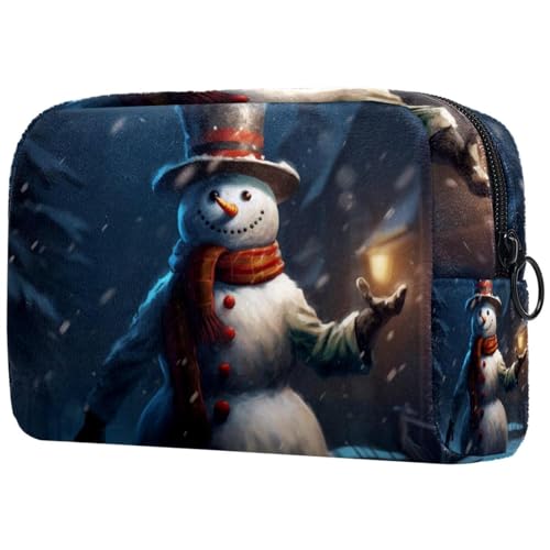 Beauty case da viaggio borsa per cosmetici natalizia con pupazzi di neve retrò organizer per trucchi da donna per articoli da toeletta accessori Multicolore 6 Art