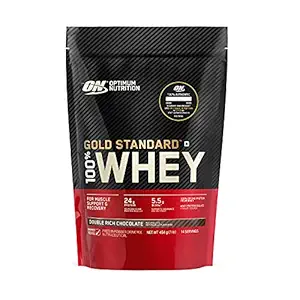 Optimum Nutrition (ON) Gold Standard 100% Whey Protein 454 g Double Rich Chocolate for Muscle Support & Recovery, Vegetarian - Primary Source Whey Isolate
