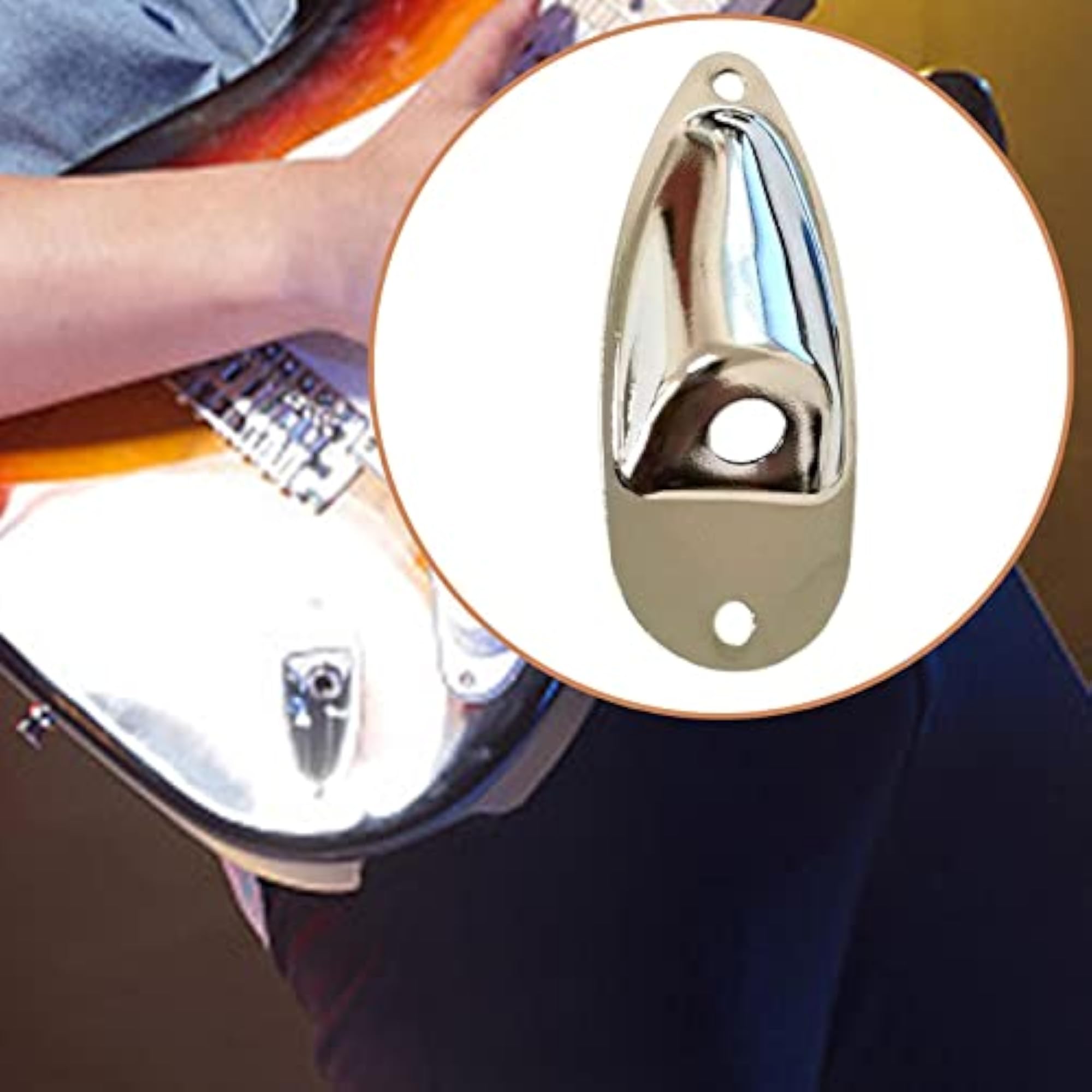 Socket Plate Thick Metal Boat Style Guitar Input Jack