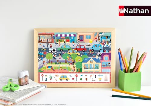Nathan - Puzzle enfants - 30 pièces - En ville (Cherche et trouve) - Fille ou garçon dès 4 ans - Puzzle de qualité supérieure - Carton épais et résistant - Quotidien & Ville - 86151