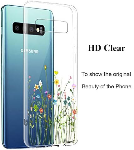 Unov Case Compatible with Galaxy S10 Case Clear with Pattern Slim Protective Soft TPU Bumper Embossed Design Shock Absorption 6.1 Inch (Flower Bouquet)