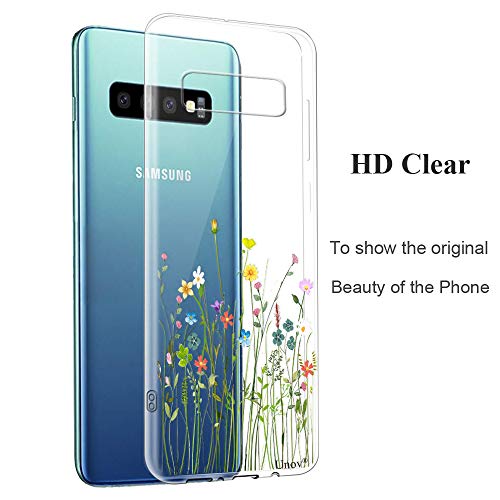 Unov Case Compatible with Galaxy S10 Case Clear with Pattern Slim Protective Soft TPU Bumper Embossed Design Shock Absorption 6.1 Inch (Flower Bouquet) - Image 2